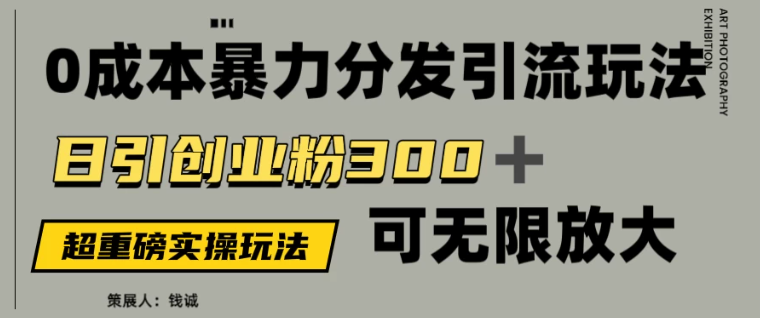 价值5980的0成本暴力引流玩法,日引创业粉300+,可无限放大-网创智库