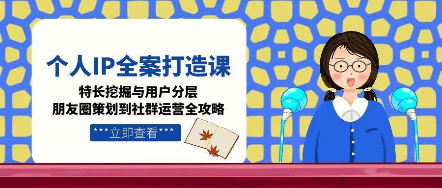 个人IP全案打造课，特长挖掘与用户分层，朋友圈策划到社群运营全攻略-网创智库