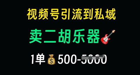 视频号引流到私域卖二胡乐器,1单利润5张,长期稳定项目-网创智库