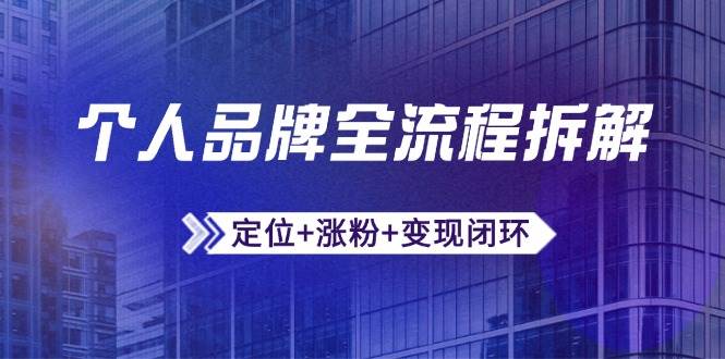 个人品牌全流程拆解：定位+涨粉+变现闭环，微信生态运营与资源整合-网创智库