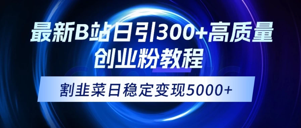 最新B站日引300+高质创业粉教程！“割韭菜”日稳定变现5000+！-网创智库