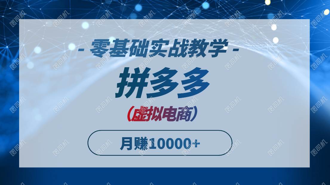 （14880期）拼多多虚拟电商，零基础实战教学，快速打爆商品，新手也能月入10000+-网创智库