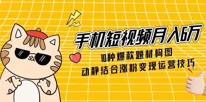 (14791期)手机短视频月入6万,10种爆款题材构图,动静结合涨粉变现运营技巧-网创智库