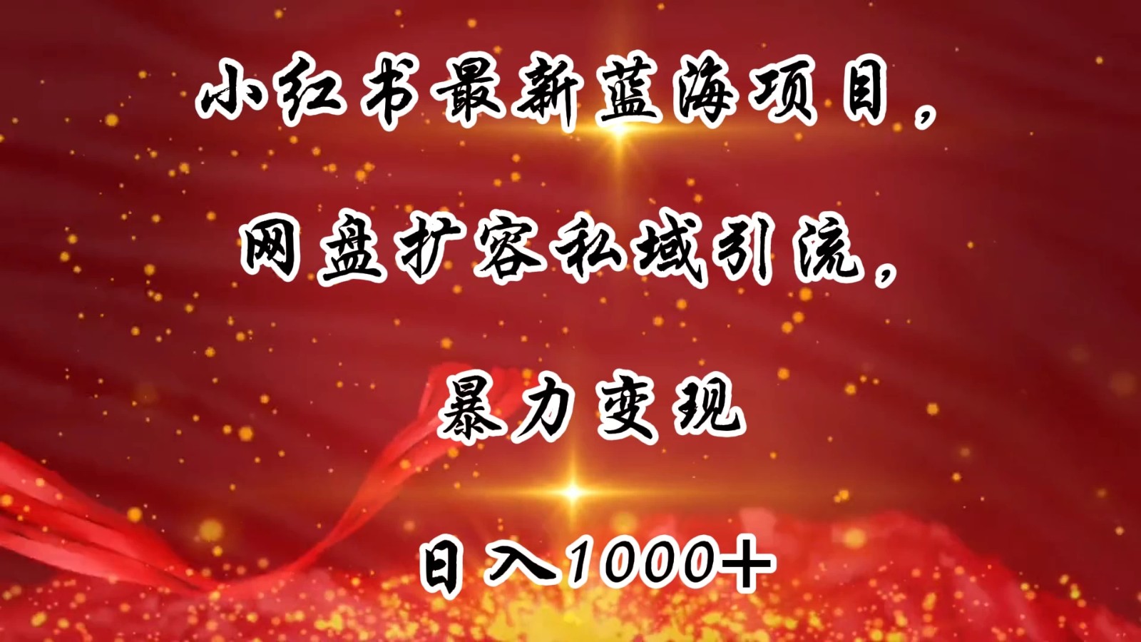 小红书最新蓝海项目,网盘扩容私域引流,暴力变现,日入1000+(附100T占位文件)-网创智库