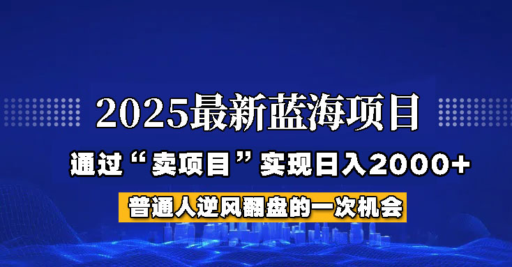 2025年蓝海项目，如何通过“网创项目”日入2000+-网创智库