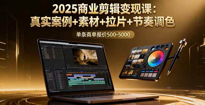 （16130期）2025商业剪辑变现课：真实案例+素材+拉片+节奏调色，单条商单报价500-5000-网创智库